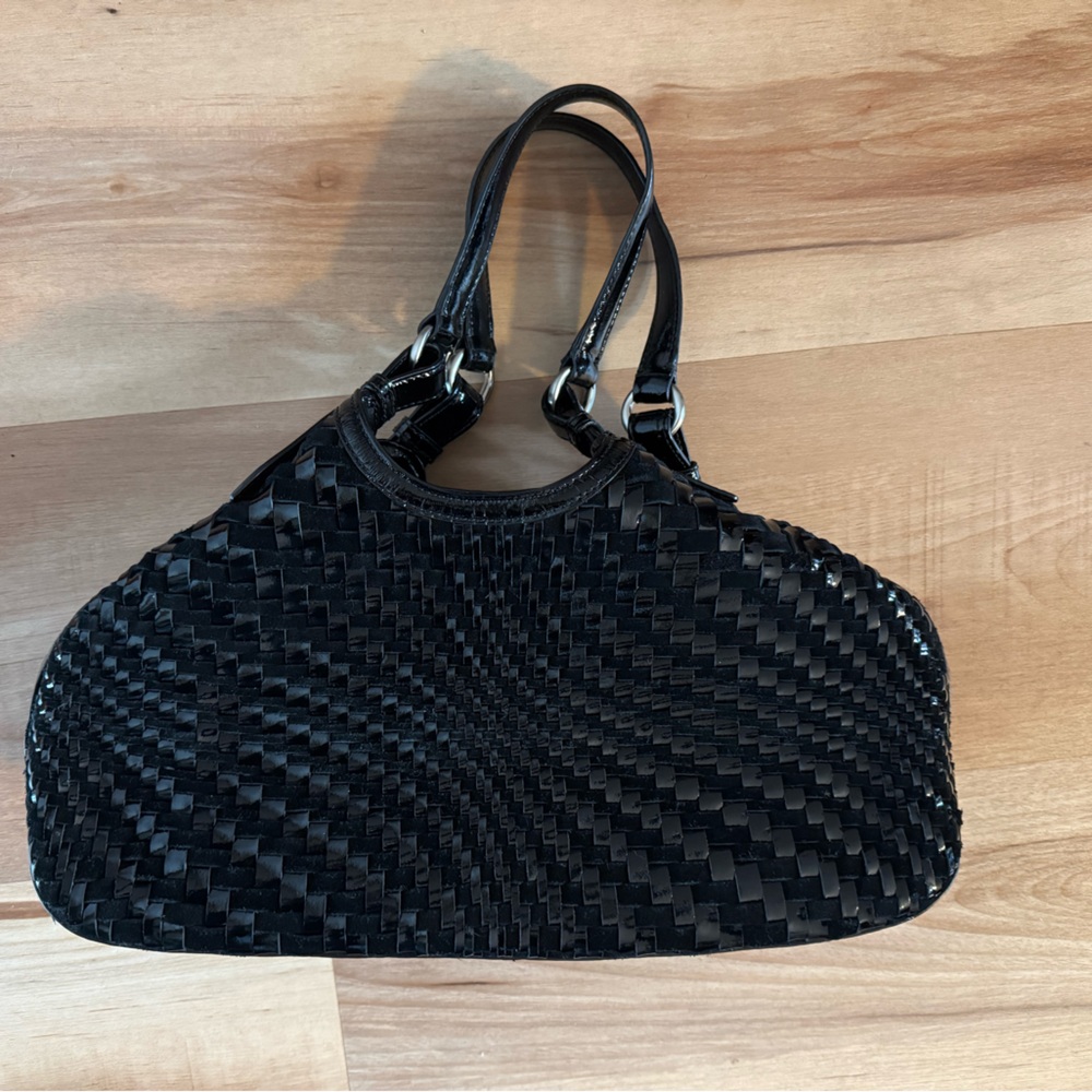 Cole Haan early 2000s woven patent leather Genevieve bag